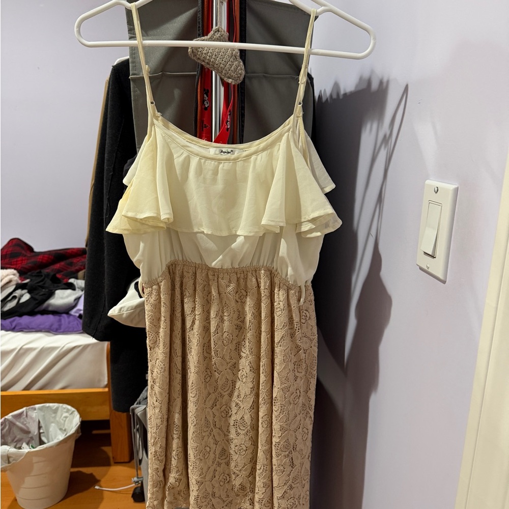 Papaya Cream and Tan Lace Dress